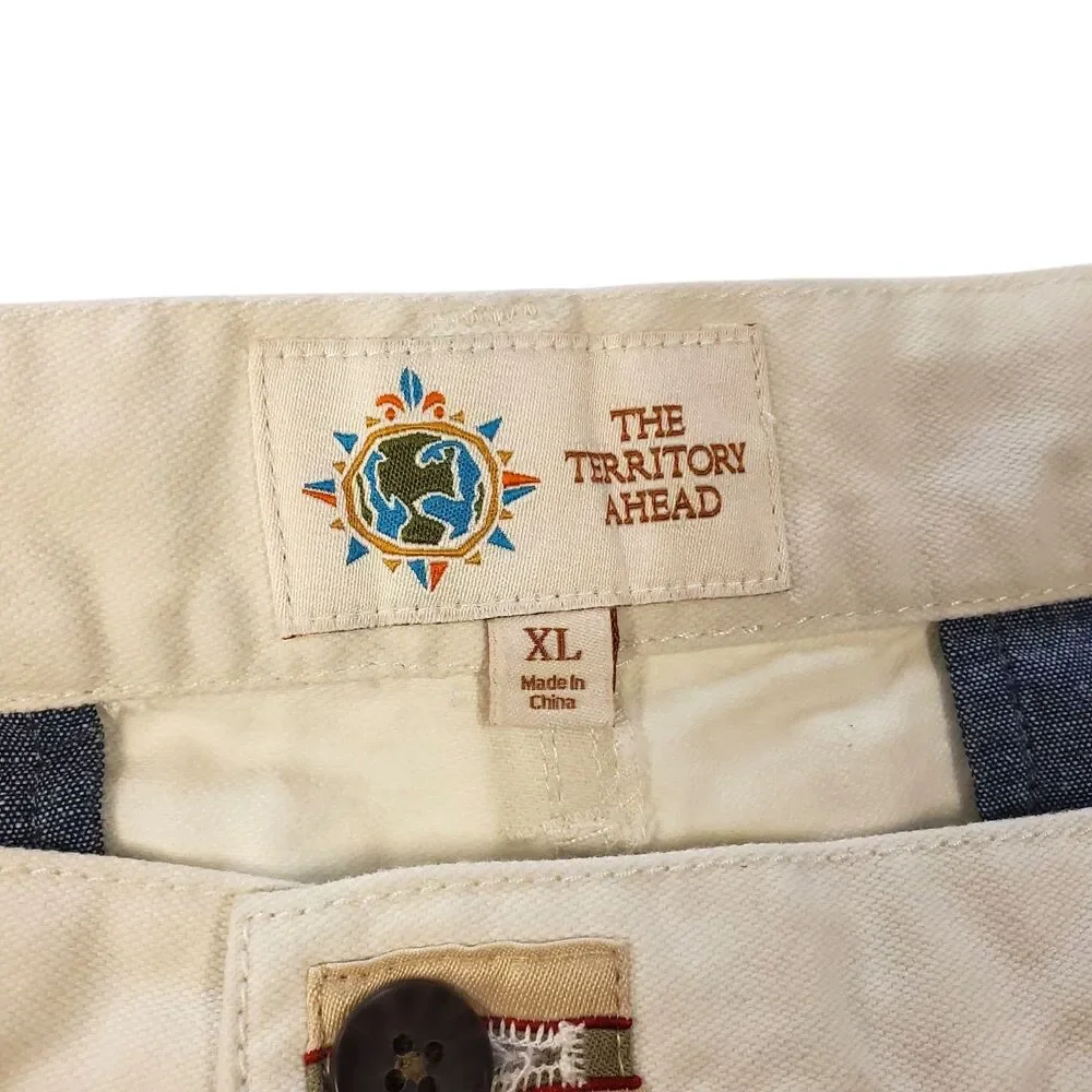 THE TERRITORY AHEAD Shorts Mens XL Ivory Pleated Cotton Hiking Casual Outdoor